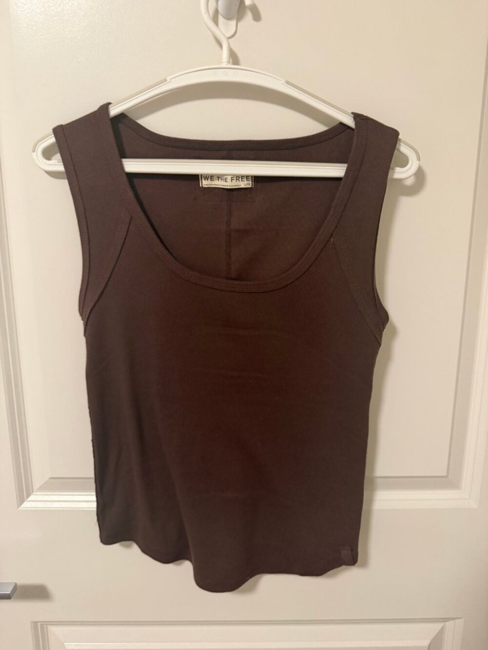 We The Free Brown Ribbed Scoop Neck Tank Top Sleeveless Women's Size L
